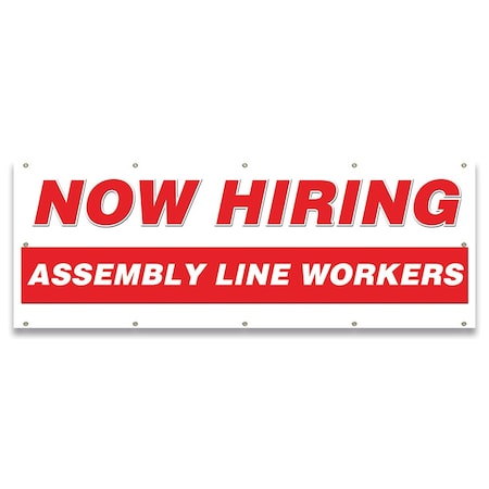 Now Hiring Assembly Line Workers Banner Apply Inside Accepting Application Single Sided
